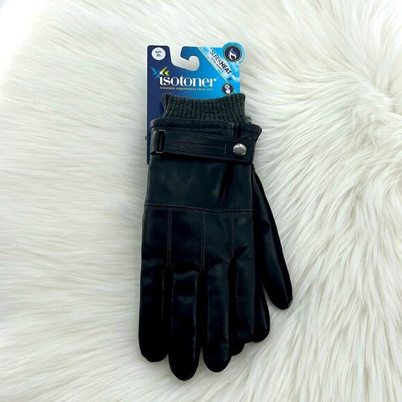 Isotoner Men's Sleek Heat Extra Warmth Gloves - Black - XL - NWT - Picture 1 of 5